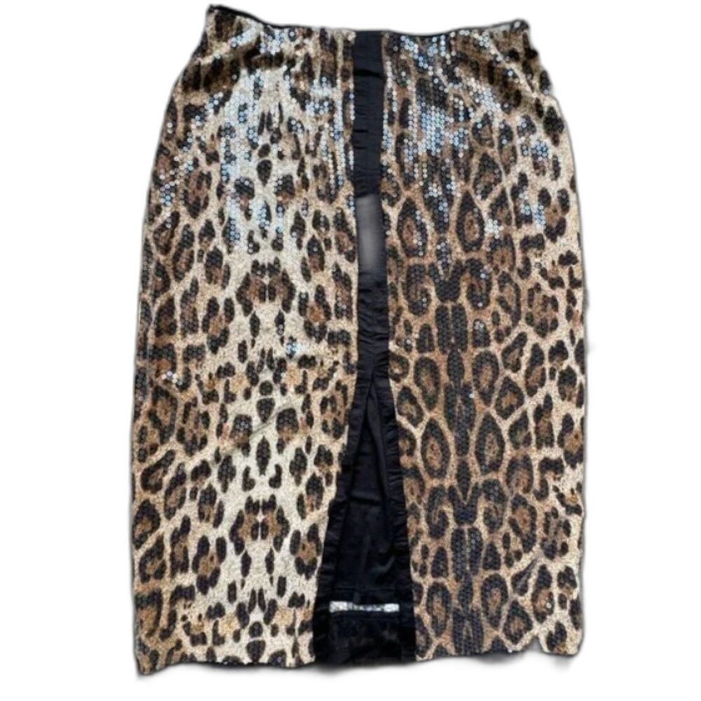 NWT Grey Lab x Anthropologie Sequin Leopard Print Midi Skirt Animal Print- Small